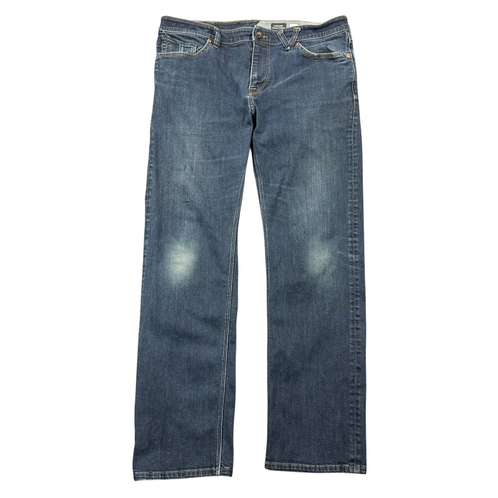 Volcom Jeans Men 34 (35x30) Blue Kinkade Medium Wash Denim Skater Surfer Faded